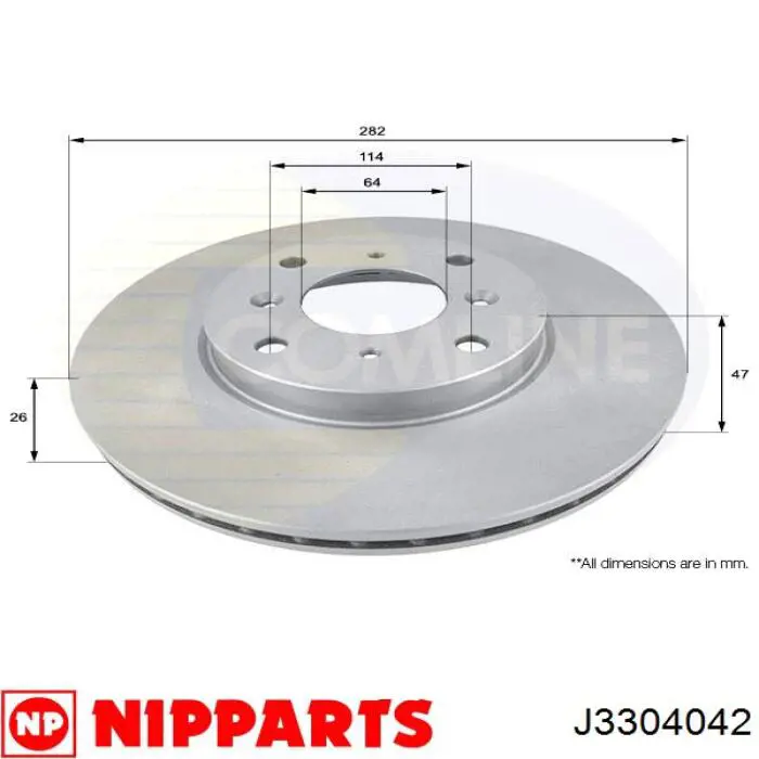 J3304042 Nipparts диск гальмівний передній