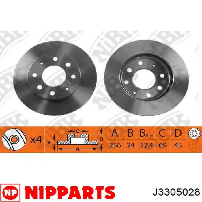 J3305028 Nipparts диск гальмівний передній