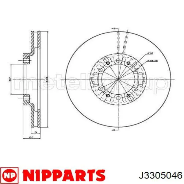 Диск гальмівний передній Japan Cars C35047