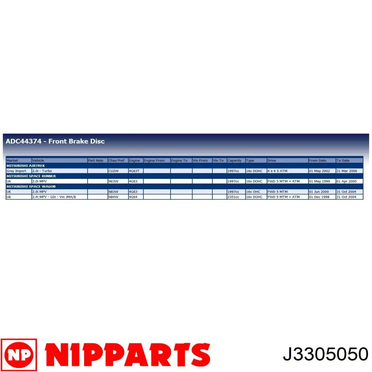 Купити J3305050 Nipparts Ротор гальмівний