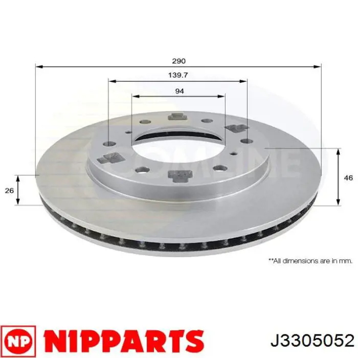 Диск переднього гальма Nipparts J3305052 ціна, від 33.12 USD