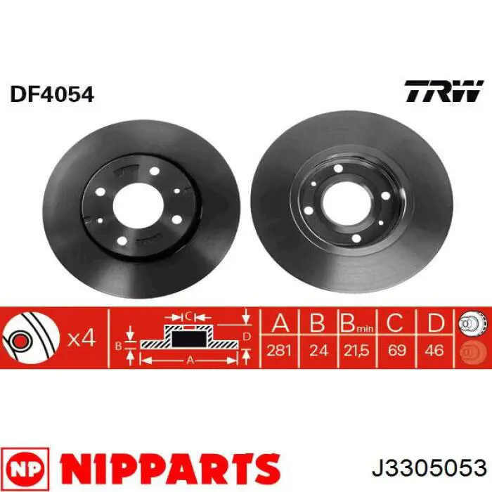 J3305053 Nipparts диск гальмівний передній