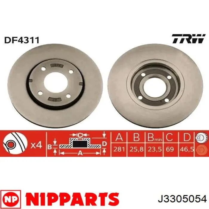 Гальмівні диски передні J3305054 Nipparts