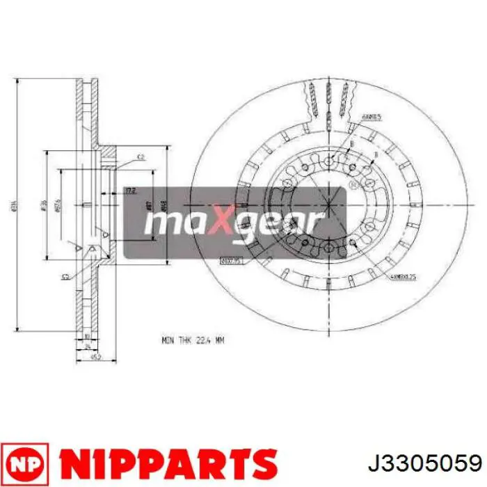 Диск гальмівний передній Nipparts J3305059