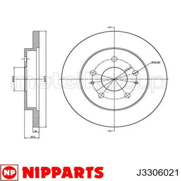J3306021 Nipparts диск гальмівний передній