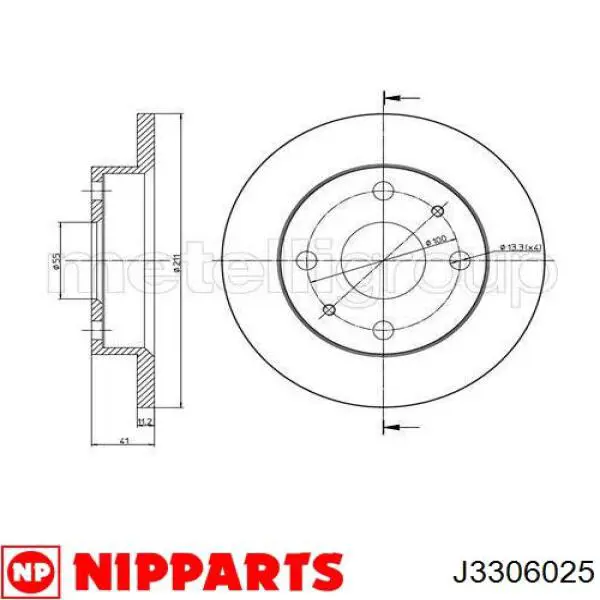 J3306025 Nipparts диск гальмівний передній