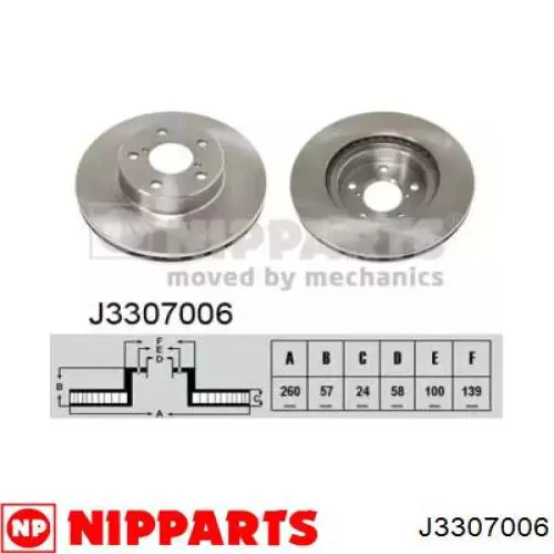 J3307006 Nipparts диск гальмівний передній