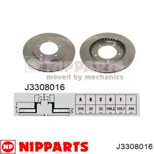 J3308016 Nipparts диск гальмівний передній