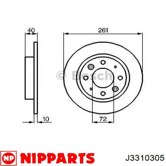 J3310305 Nipparts диск гальмівний задній
