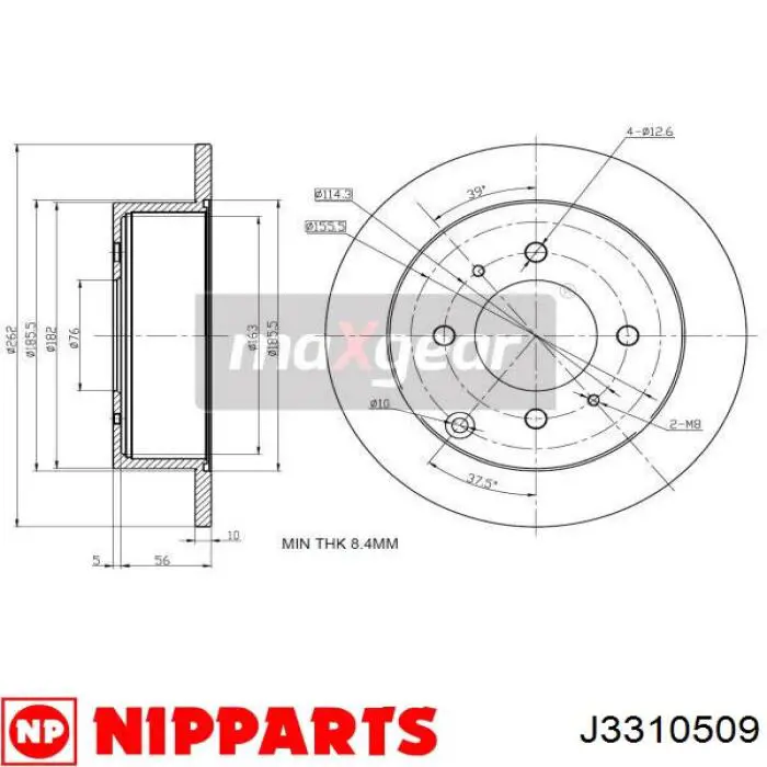 J3310509 Nipparts диск гальмівний задній