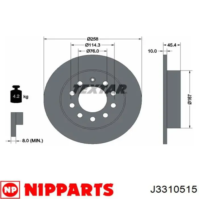 Задні дискові гальма Nipparts J3310515 ціна, від 28.78 USD