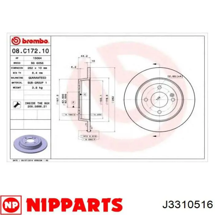 Гальмівні диски J3310516 Nipparts