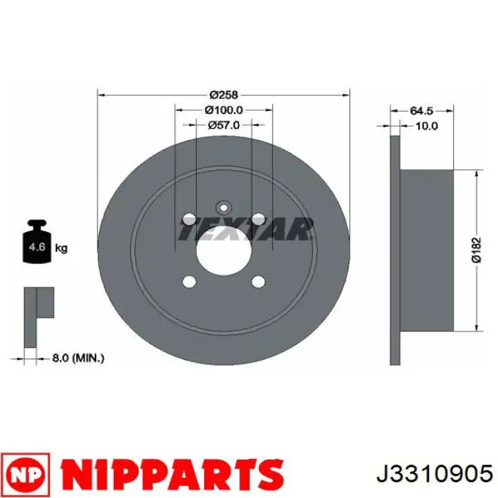 Задні дискові гальма Nipparts J3310905 ціна, від 30.13 USD
