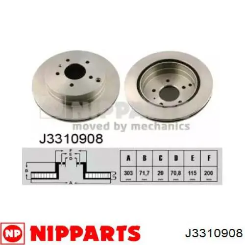 Задні дискові гальма Nipparts J3310908 ціна, від 46.37 USD