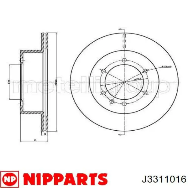 J3311016 Nipparts диск гальмівний задній