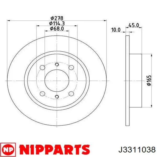J3311038 Nipparts диск гальмівний задній