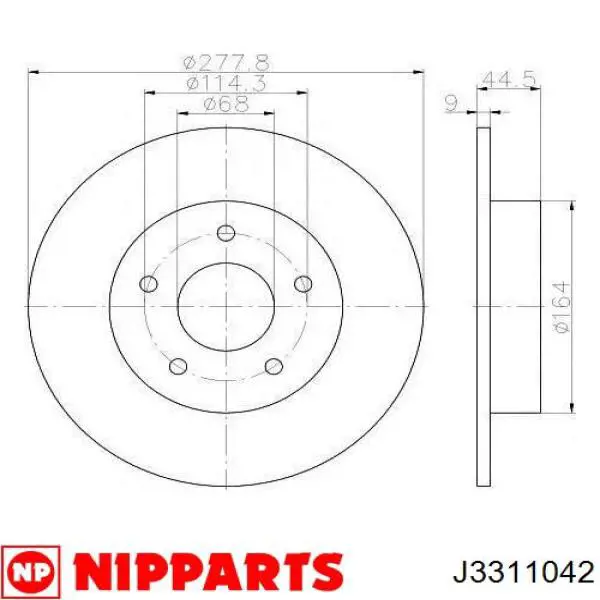Купити J3311042 Nipparts Диск заднього гальма