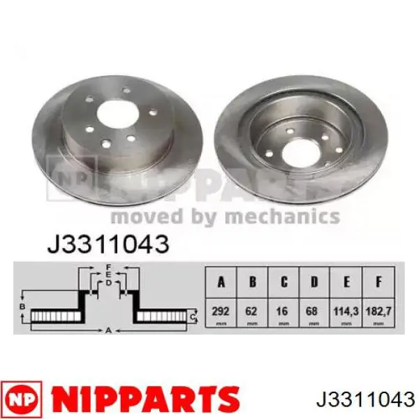 Задні дискові гальма Nipparts J3311043 ціна, від 35.46 USD