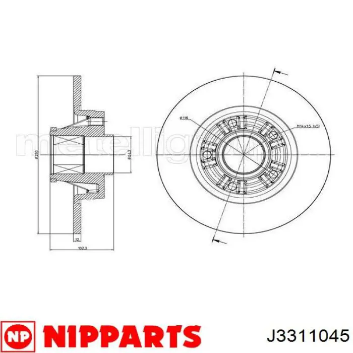 Диск гальмівний задній Nipparts J3311045