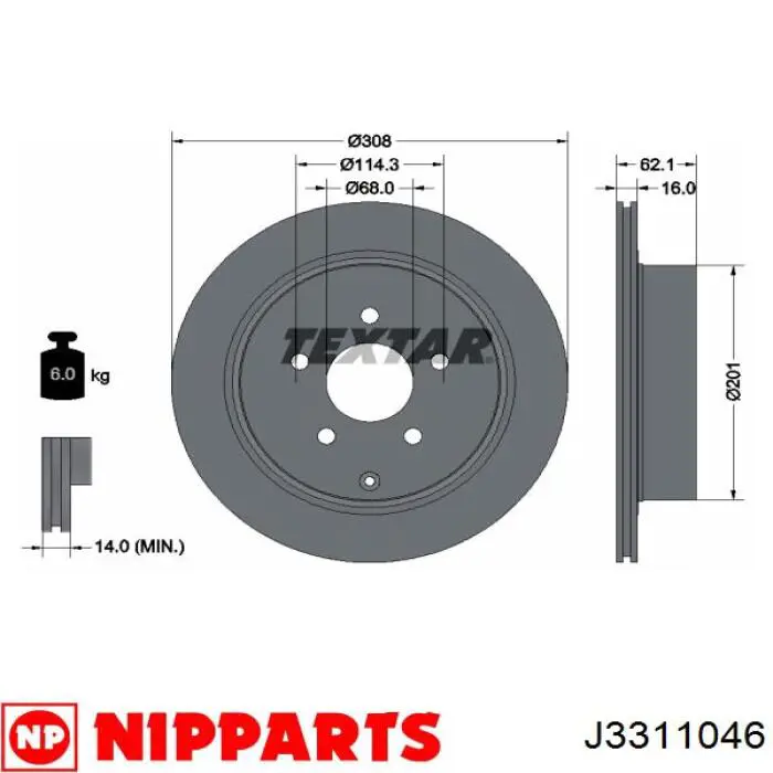 J3311046 Nipparts диск гальмівний задній