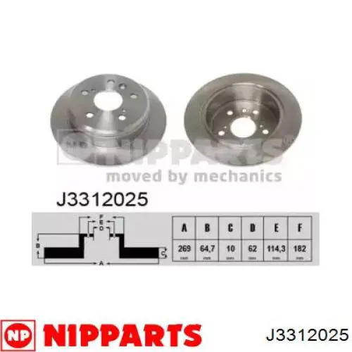 J3312025 Nipparts диск гальмівний задній