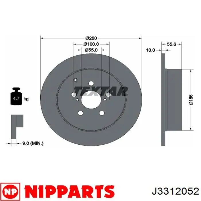 J3312052 Nipparts диск гальмівний задній
