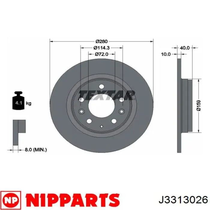 J3313026 Nipparts диск гальмівний задній