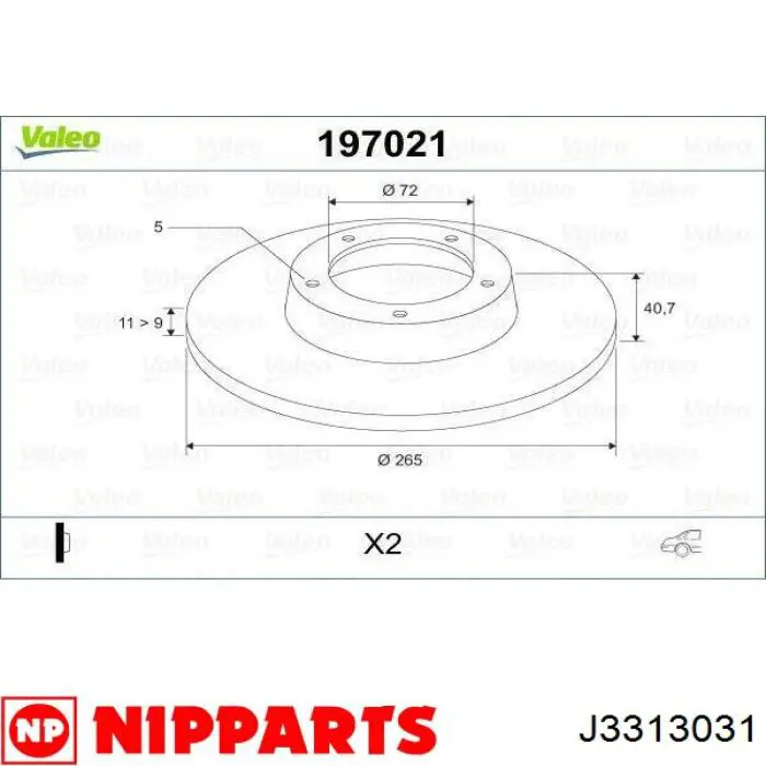 Купити J3313031 Nipparts Диск заднього гальма