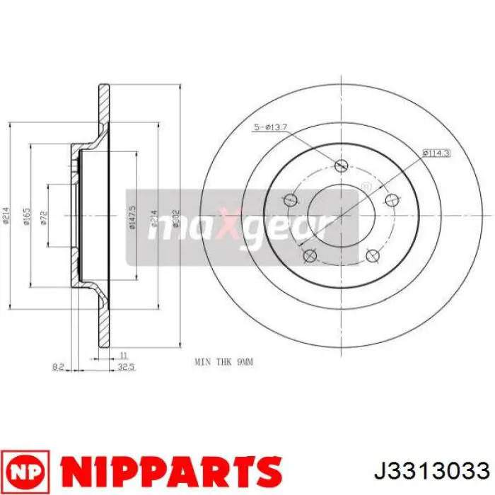 Купити J3313033 Nipparts Диск заднього гальма
