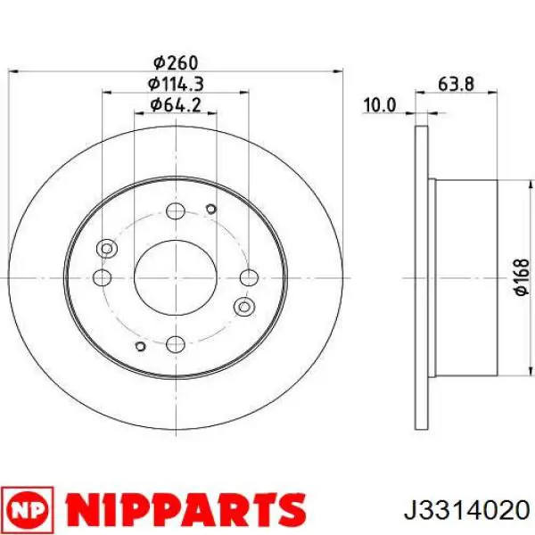 Задні дискові гальма Nipparts J3314020 ціна, від 29.29 USD
