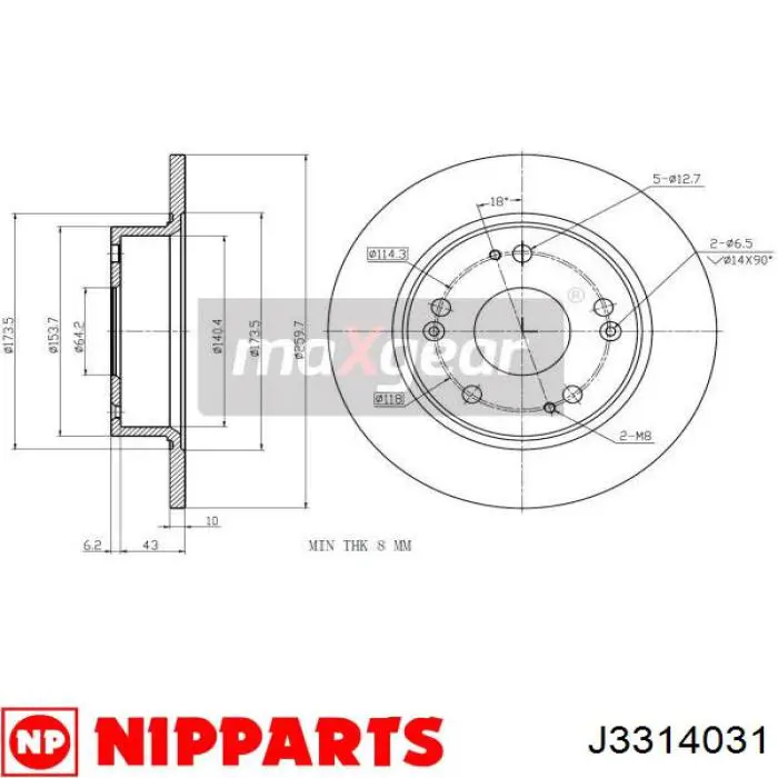 J3314031 Nipparts диск гальмівний задній