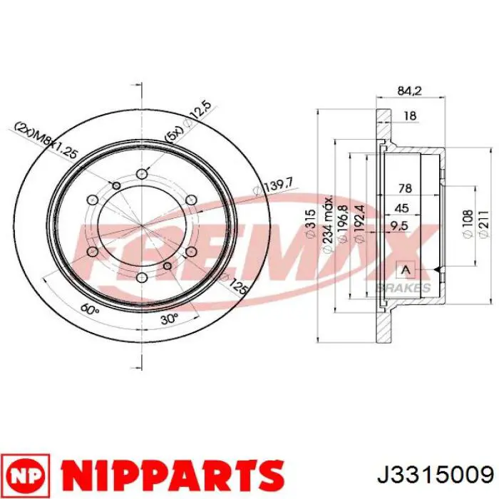 Гальмівні диски J3315009 Nipparts