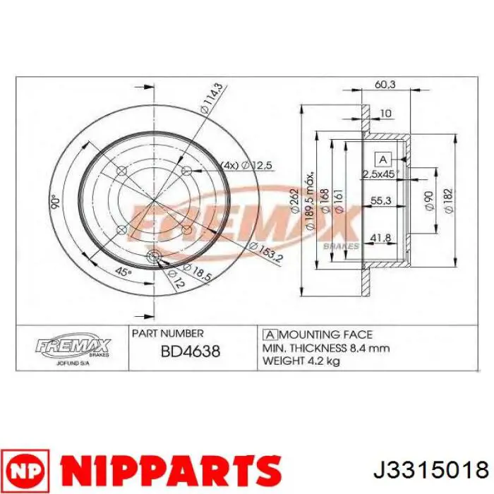 J3315018 Nipparts Дискові гальма