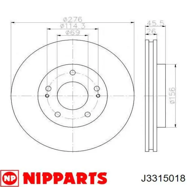 Задні дискові гальма Nipparts J3315018 ціна, від 30.73 USD