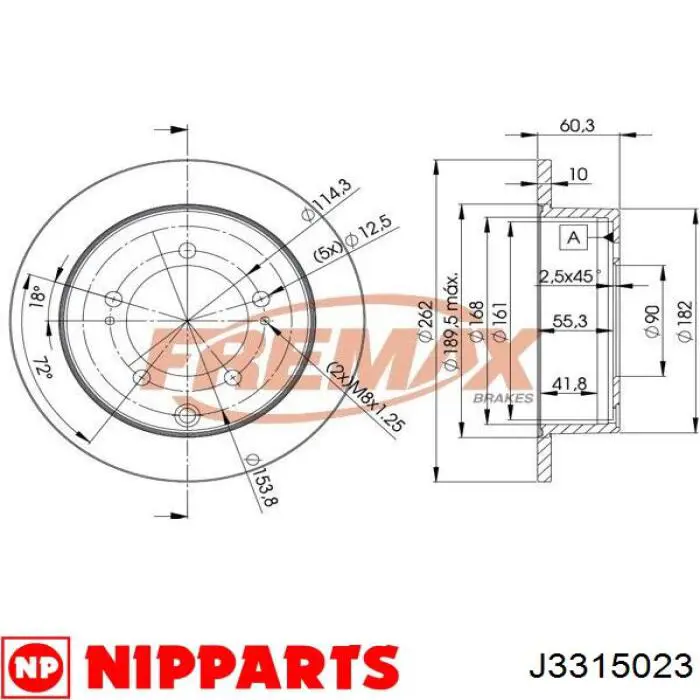 Гальмівні диски J3315023 Nipparts