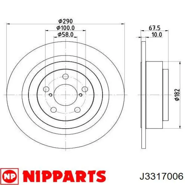Купити J3317006 Nipparts Диск заднього гальма