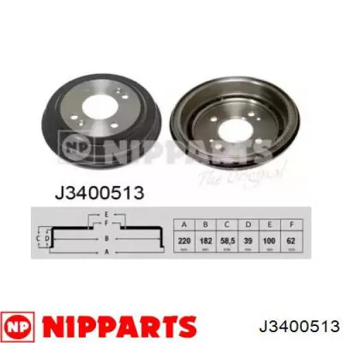 J3400513 Nipparts Барабан гальмівний задній