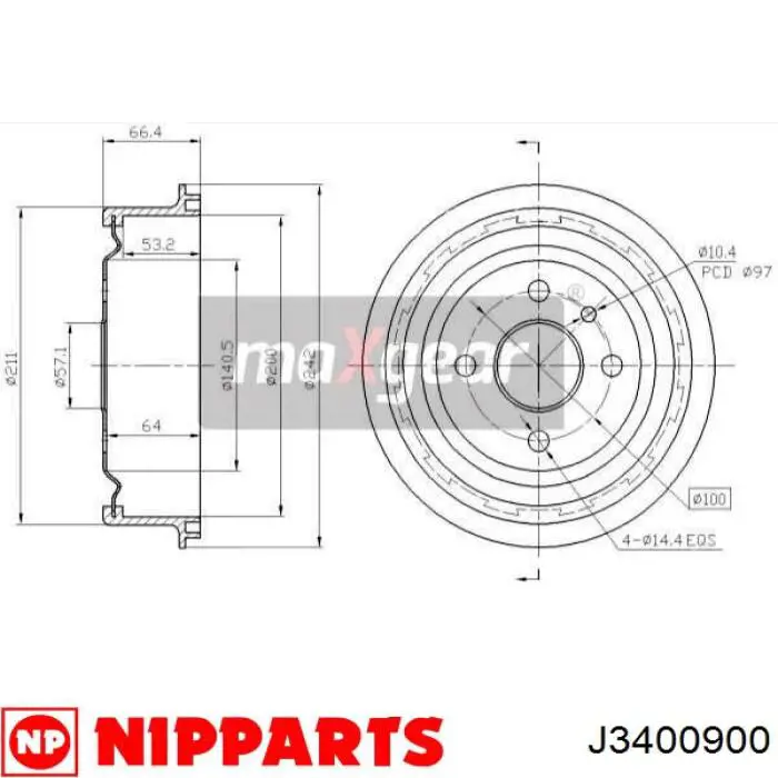 Барабан гальмівний задній Nipparts J3400900 ціна, від 20.05 USD