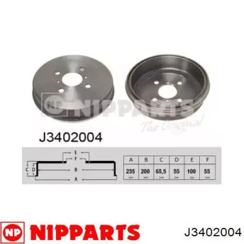 Барабан гальмівний задній Nipparts J3402004 ціна, від 28.64 USD