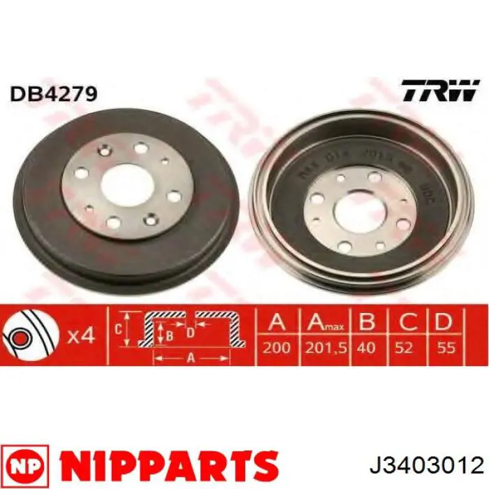 Барабан гальмівний задній Nipparts J3403012