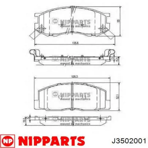 J3502001 Nipparts Колодки гальмівні задні, барабанні