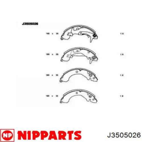 Колодки гальмові задні, барабанні Nipparts J3505026 ціна, від 16.76 USD