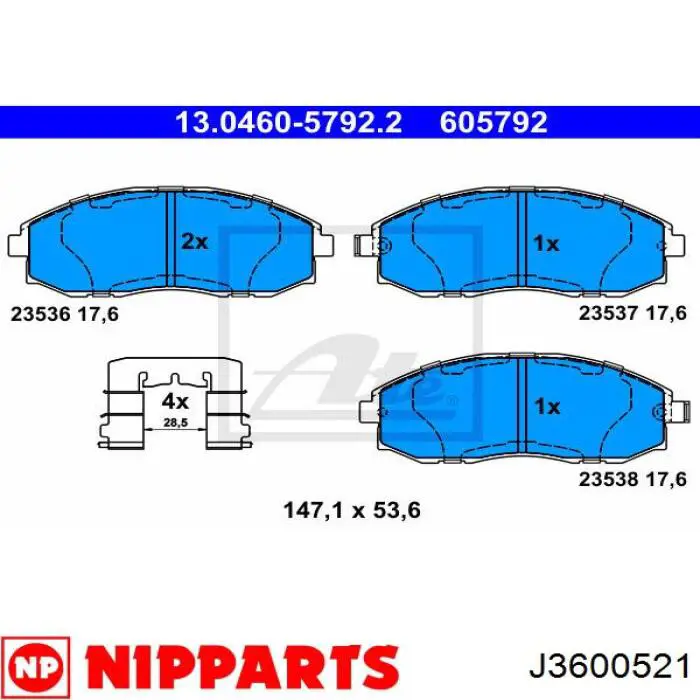Гальмівні колодки Nipparts J3600521 ціна, від 20.67 USD
