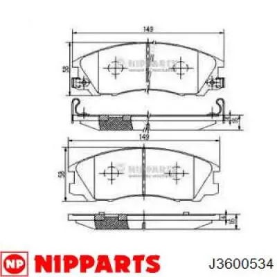 J3600534 Nipparts колодки гальмівні передні, дискові