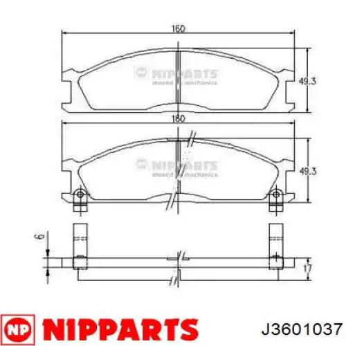 Купити J3601037 Nipparts Колодки гальмівні передні, дискові