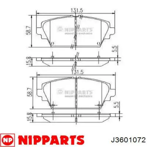 Купити J3601072 Nipparts Колодки гальмівні передні, дискові