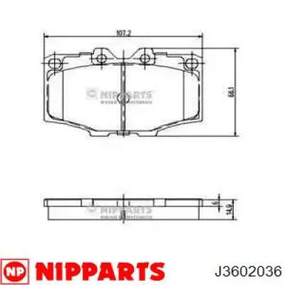 Колодки гальмівні передні, дискові J3602036 Nipparts