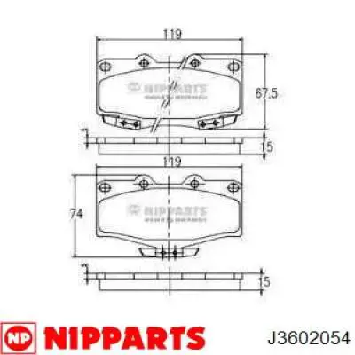 J3602054 Nipparts колодки гальмівні передні, дискові