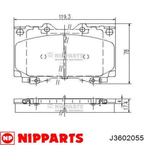 Колодки гальмівні передні, дискові J3602055 Nipparts