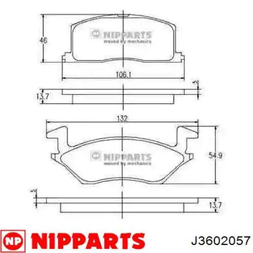Купити J3602057 Nipparts Колодки гальмівні передні, дискові